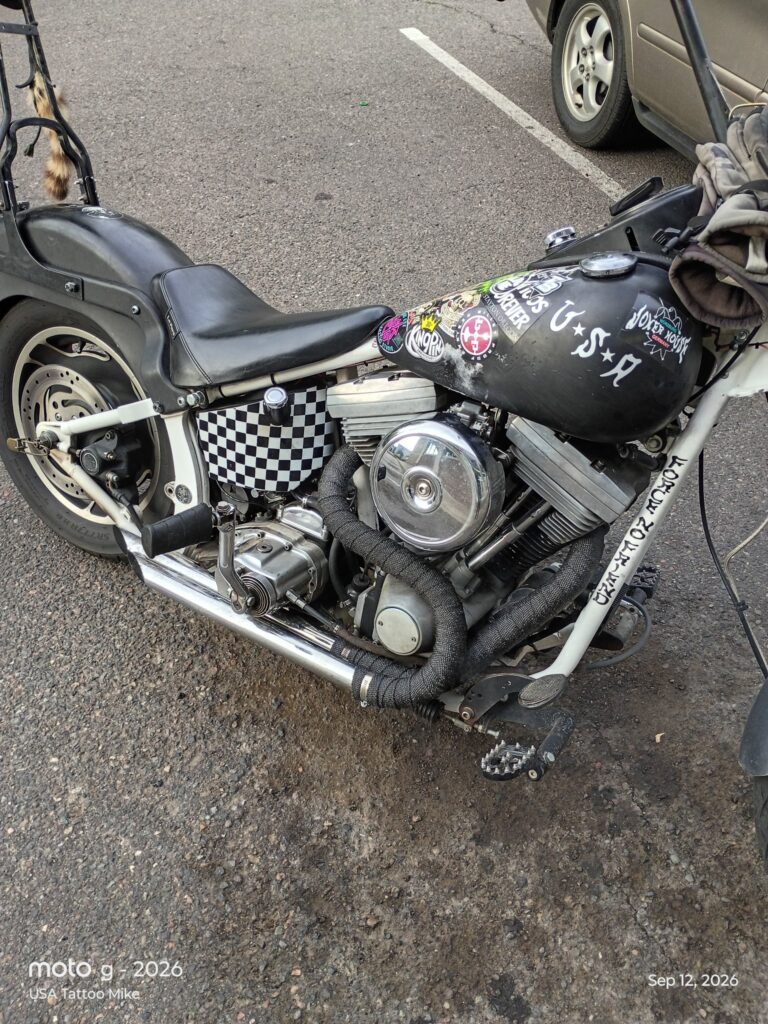 The bike back together and parked outside after the head gasket repair