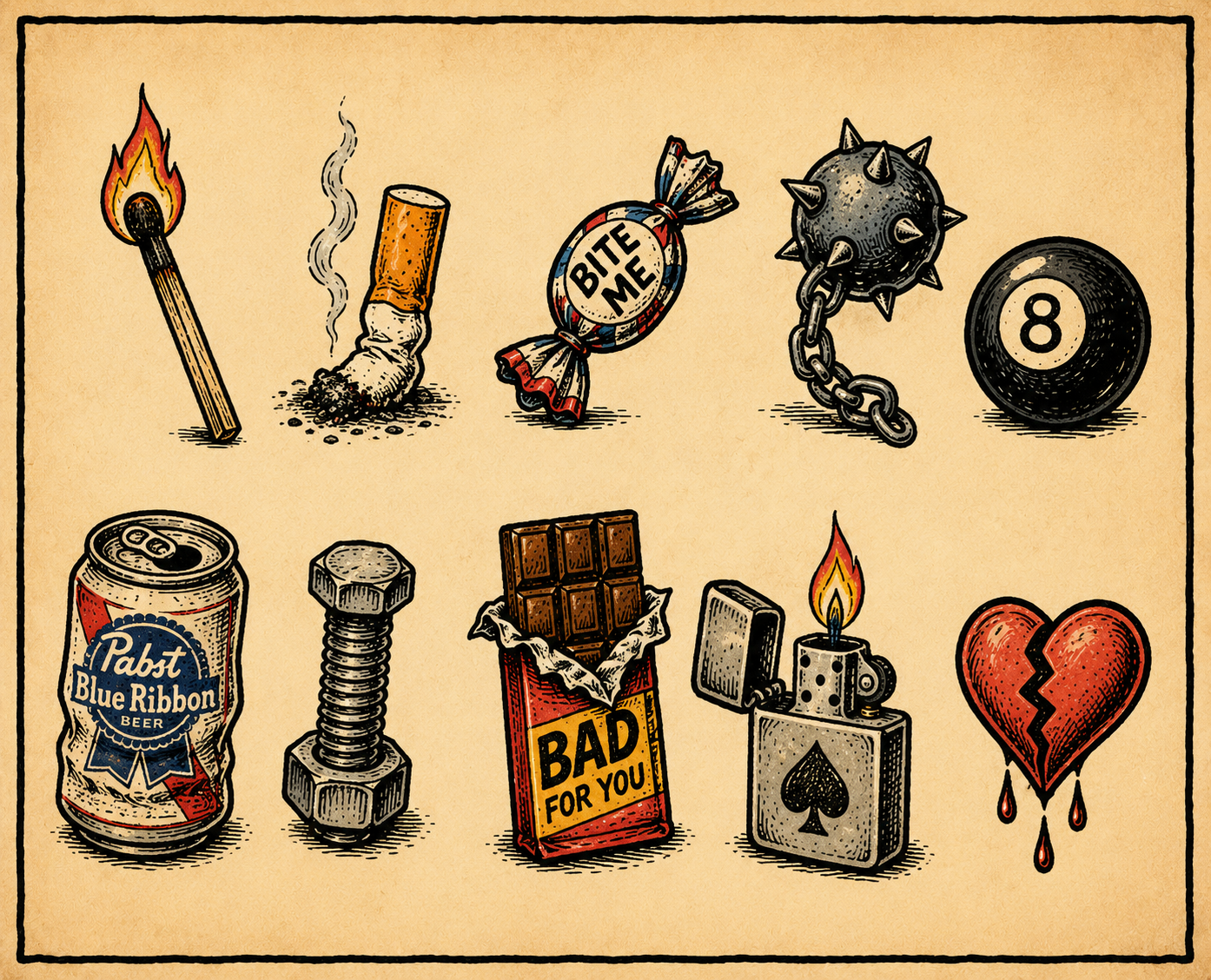 Small Fillers tattoo flash