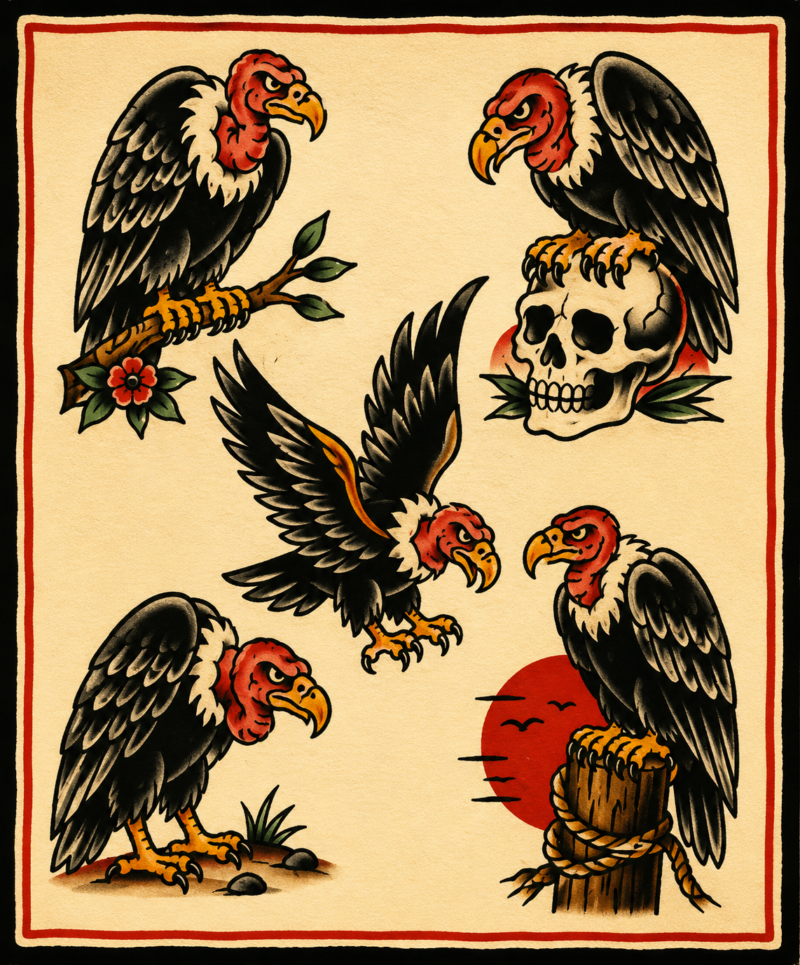 Vultures tattoo flash